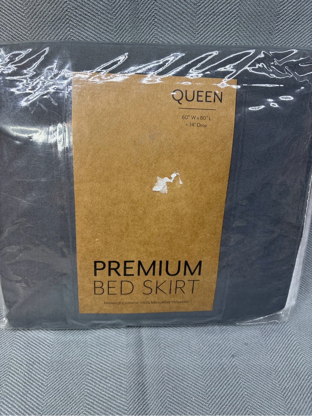 NWT premium bed skirt queen size 14 inch drop gray pleated corners